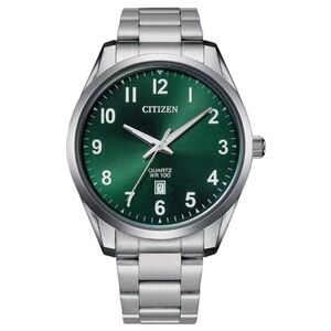 Citizen Mens Quartz Dress Watch Stainless Steel Strap Green Face Dial NEW BOX